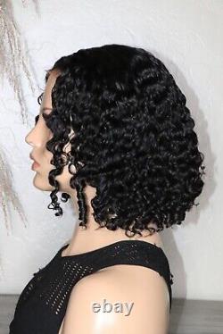 100% Human Hair Ready To Wear & Go 7x5 HD Lace Wig Curly Bob 12 Bleached Knots