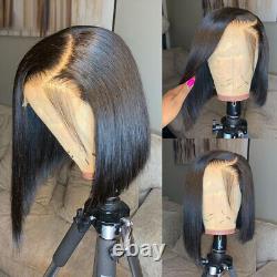 13x4 Lace Front Short Wig Natural Black Human Hair Wigs Women Glueless Closure
