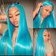 13x4 Mint Blue Colored Lace Frontal Wigs For WomenBrazilian Remy Human Hair Wigs