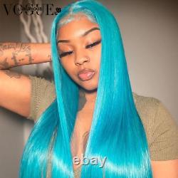 13x4 Mint Blue Colored Lace Frontal Wigs For WomenBrazilian Remy Human Hair Wigs