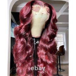 13x6 HD Lace Frontal Human Hair Wig Red 99J HD Transparent 13X4 Straight Frontal