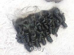 16Inches Brazillian Lace 360 FRONTAL Human Hair LOOSE WAVES 130% DENSITY 12A 1b#