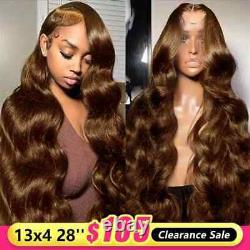 32Inch Chocolate Brown Wigs Body Wave 13x4 Lace Frontal Wig Human Hair For Women