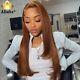 #33 Brown Lace Frontal Human Hair Wig Straight HD 5X5 Lace Closure Wig For Women