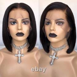 3x4 Lace Frontal Human Hair Wigs Bone Straight Pre Pucked Short Bob For Women