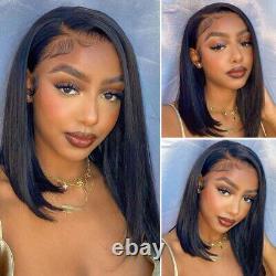 3x4 Lace Frontal Human Hair Wigs Bone Straight Pre Pucked Short Bob For Women