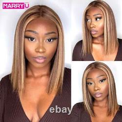 4x4 13X4 Lace Frontal Human Hair Wigs For Women Highlight Bob Wig Honey Brown