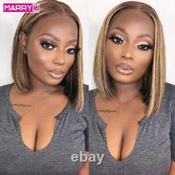 4x4 13X4 Lace Frontal Human Hair Wigs For Women Highlight Bob Wig Honey Brown