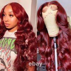 99J Colored 13X4 Lace Frontal Wig Remy Human Hair Pre Plucked For Women180%