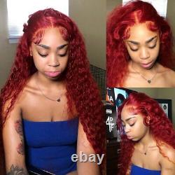 99j Burgundy Red Lace Frontal Wig Brazilian Water Wave Human Hair Wigs for Women