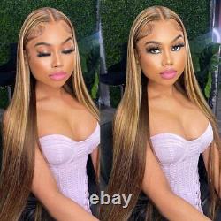 Bone Straight Hd Transparent Lace Frontal Human Hair Wig Highlight Glueless Wig