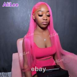 Brazilian Remy Hair 13x4 Lace Frontal Human Hair Wigs Hot Pink For Black Women