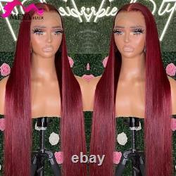 Burgundy HD Transparent Lace Frontal Human Hair Wig 99J Colored Brazilian Hair