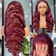 Burgundy Human Hair Wig Red 99J HD Transparent 13X4 Straight Lace Frontal Wig
