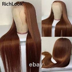 Chocolate Brown Lace Frontal Human Hair Wigs Women Bone Straight 4x4 Closure Wig