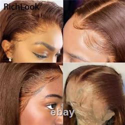 Chocolate Brown Lace Frontal Human Hair Wigs Women Bone Straight 4x4 Closure Wig