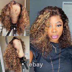 Colored Highlight Human Hair 13x4 Lace Frontal Wig WaveWig Preplucked Brazilian