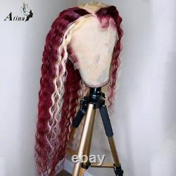 Curly Colored HD Ombre Highlight Lace Frontal Human Hair Wigs Pre Plucked Wig