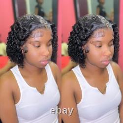 Curly Short Bob Lace Frontal Wig Brazilian Remy Deep Wave Human Hair Wigs New
