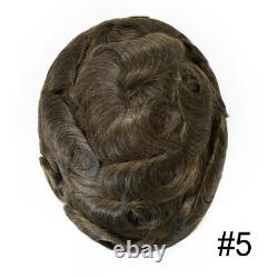 French Lace Front Mens Toupee Poly Pu Hairpiece Natural Hair Replacement Systems