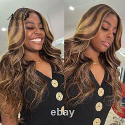 HD 360 Lace Frontal Wigs Human Hair Pre Plucked Body Wave Ombre Highlight Wigs