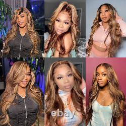 HD 360 Lace Frontal Wigs Human Hair Pre Plucked Body Wave Ombre Highlight Wigs