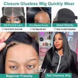 HD 5x5 Glueless Wigs Straight Transparent 13x4 Lace Frontal Human Hair Wigs
