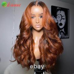 HD Body Wave Orange Ginger Brown Pre-Plucked Lace Frontal Human Hair Wigs Women