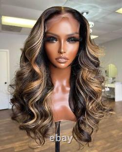 HD Highlight 13x6 Lace Frontal Wigs Brazilian Honey Blonde Body Wave Lace Wigs