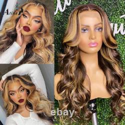 Highlight 360 Lace Frontal Human Hair Wigs Ombre Body Wave HD Transparent Wigs
