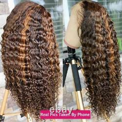Highlight Hd Lace Frontal Human Hair Wig Honey Blond Deep Wave Wig Deep Wave Wig