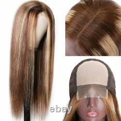 Highlight Lace Frontal Human Hair Wig Pre Plucked Bone Straight With Baby Hair