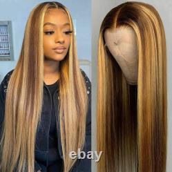 Highlight Transparent Lace Frontal Human Hair Wigs T Part Brazilian Straight Wig