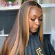 Highlight Wigs Straight Lace Frontal Human Hair Wig Remy Lace Wigs Brown Colored