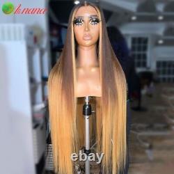 Highlights Straight Lace Frontal Human Hair Wigs Pre-Plucked Honey Blonde Wigs