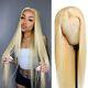 Honey Blonde Lace Frontal Human Hair Wigs Straight Pre Plucked Glueless Wigs