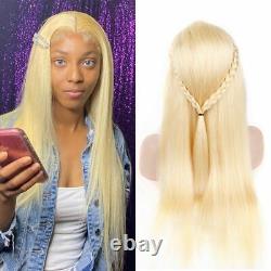 Honey Blonde Lace Frontal Human Hair Wigs Straight Pre Plucked Glueless Wigs