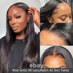 Human Hair Lace Frontal Wig Straight Transparent PrePlucked Bleached Knots Wig