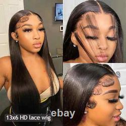 Human Hair Lace Frontal Wig Straight Transparent PrePlucked Bleached Knots Wig