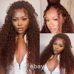 Kinky Curly Hd Chocolate Brown Lace Front Human Hair Wig Glueless Pre Plucked