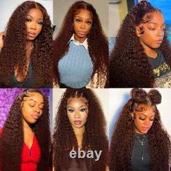 Kinky Curly Hd Chocolate Brown Lace Front Human Hair Wig Glueless Pre Plucked