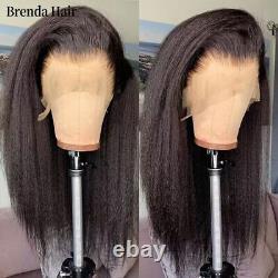 Kinky Straight Human Hair Wigs 13X4 Medium Brown Lace Frontal Wigs Pre Plucked