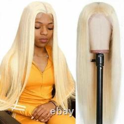 Lace Frontal Human Hair Wig Women Pre Plucked Glueless Honey Blonde Straight Wig