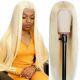 Lace Frontal Human Hair Wig Women Pre Plucked Glueless Honey Blonde Straight Wig