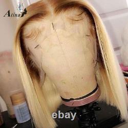 Lace Frontal Wig Human Hair Pre Plucked Brazilian HD Short Straight Bob Colored