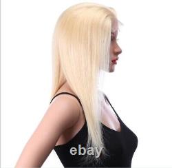 Long Straight 44 Swiss Lace Frontal #613 Colored Brazilian Human Hair Wig