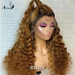 Loose Deep Wave Lace Frontal Human Hair Wig Pre Plucked Ombre Colored Wigs Women