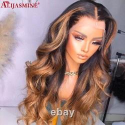 Omber Brown Human Hair Wigs Lace Frontal Wig #27 Highlight Body Wave Remy Hair