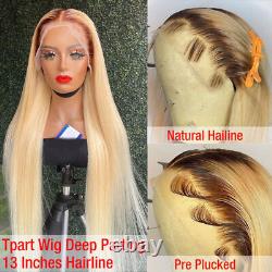 Ombre 613 Blonde Brown Lace Frontal Human Hair Wig Straight Preplucked Glueless