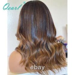 Ombre Brown Human Hair Lace Frontal Wig Wavy Brazilian Natural Wig Pre Plucked